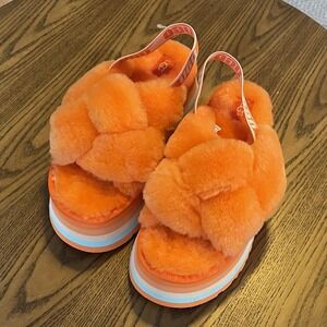UGG‎ Women's Disco Knot Slippers Orange Chunky Platform Sole S/N 1126383